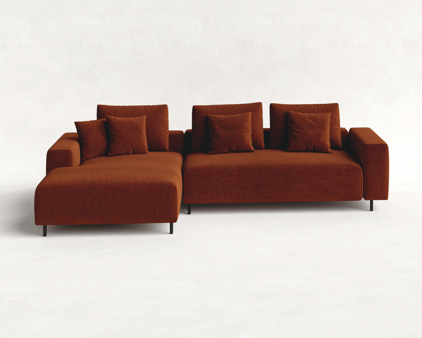 SOFÁ LINDEN 2 MÓDULOS COM CHAISE CORAL