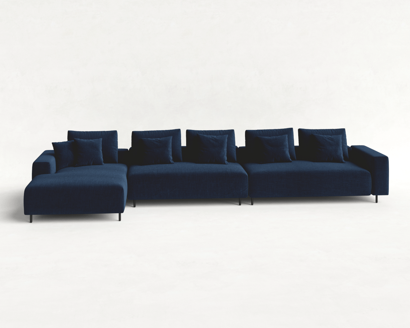 SOFÁ LINDEN 3 MÓDULOS COM CHAISE AZUL
