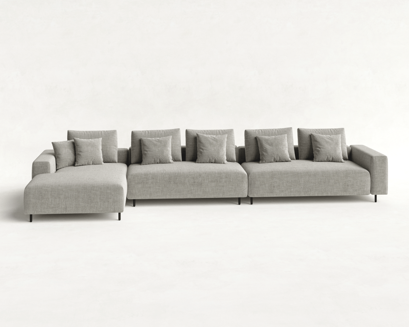 SOFÁ LINDEN 3 MÓDULOS COM CHAISE CINZA