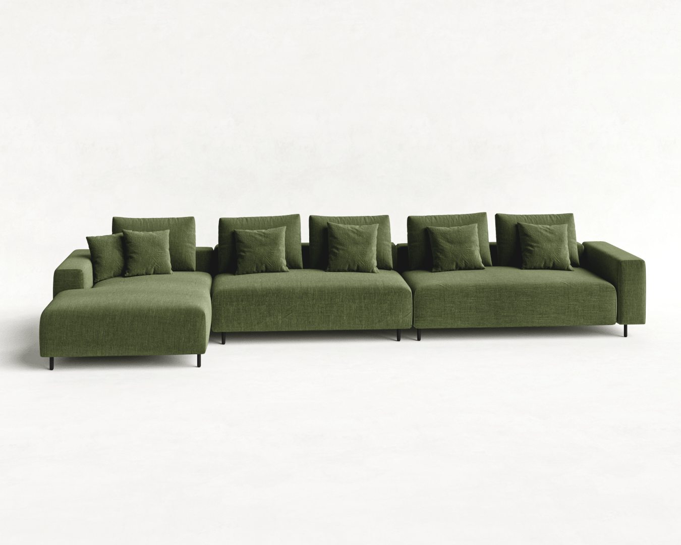 SOFÁ LINDEN 3 MÓDULOS COM CHAISE VERDE