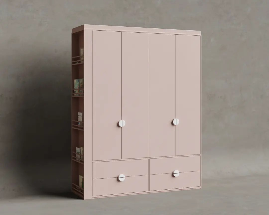 ARMÁRIO ARCOS COM PRATELEIRAS ROSA E BRANCO
