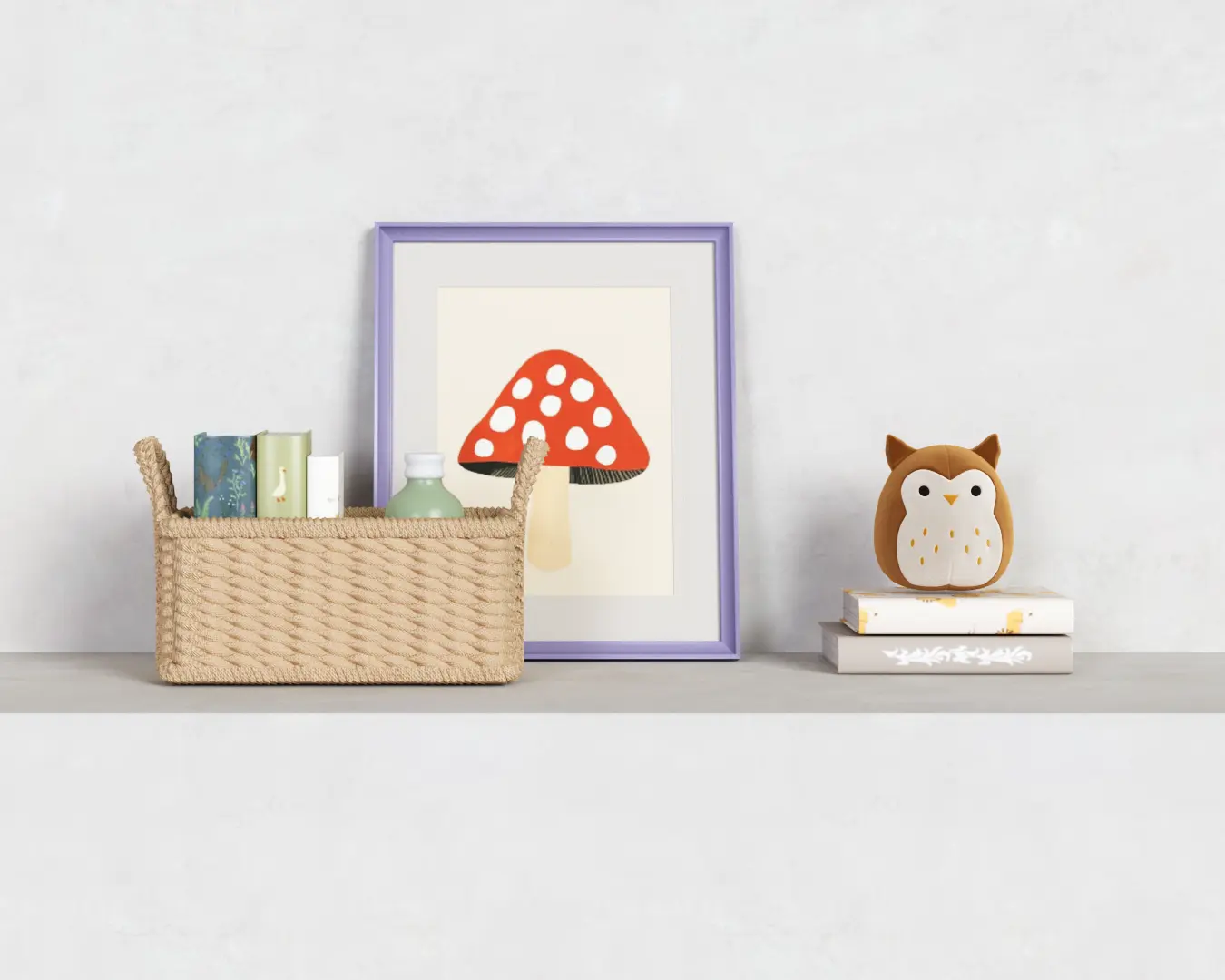 CESTO COM QUADRO E CORUJINHA