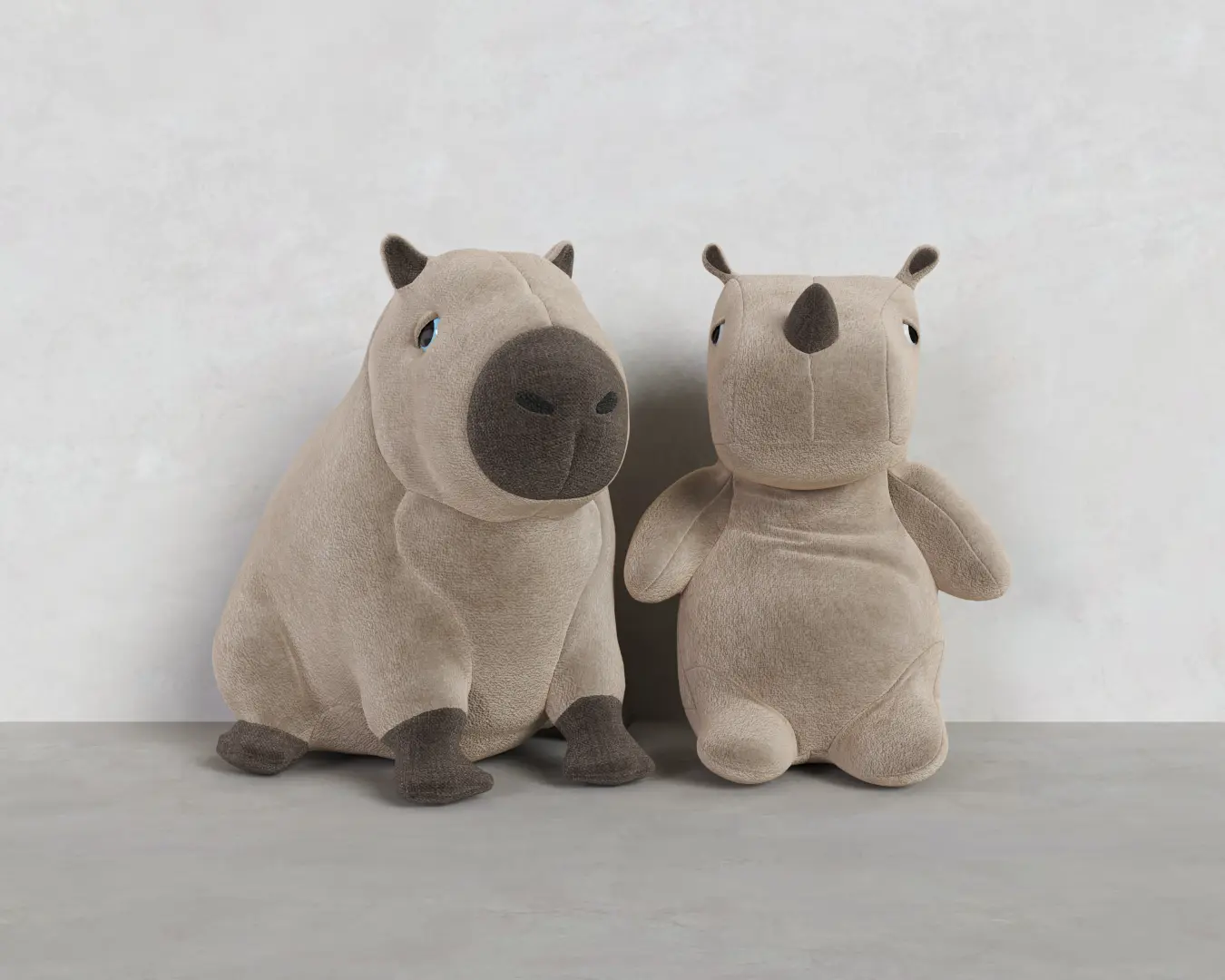 PELÚCIA CAPIVARA E RINOCERONTE