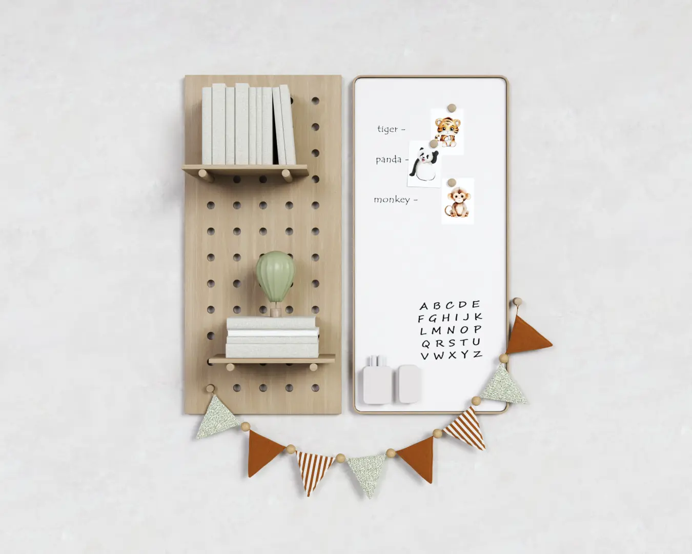 PRATELEIRAS COM LIVROS E QUADRO BRANCO