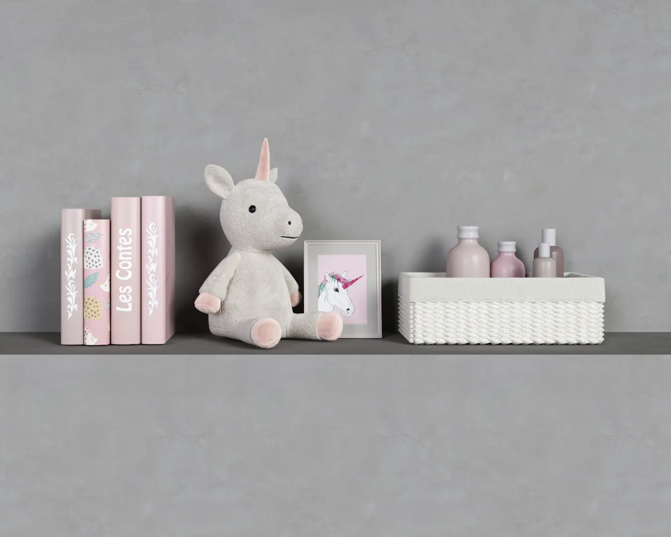 UNICÓRNIO COM DECOR BEGE E ROSA
