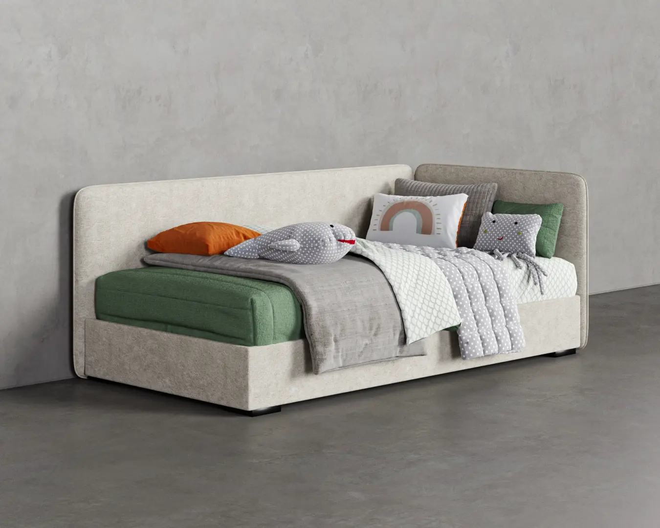 CAMA ROUND CINZA
