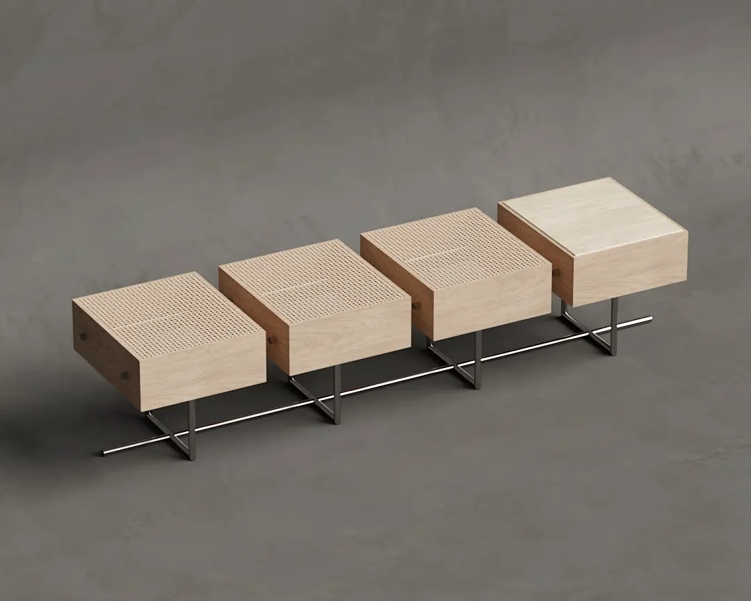 BANCO BENJAMIM 3 MÓDULOS TRAVERTINO