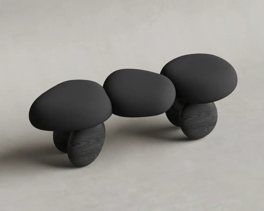 BANCO PEDRAS TECIDO PRETO