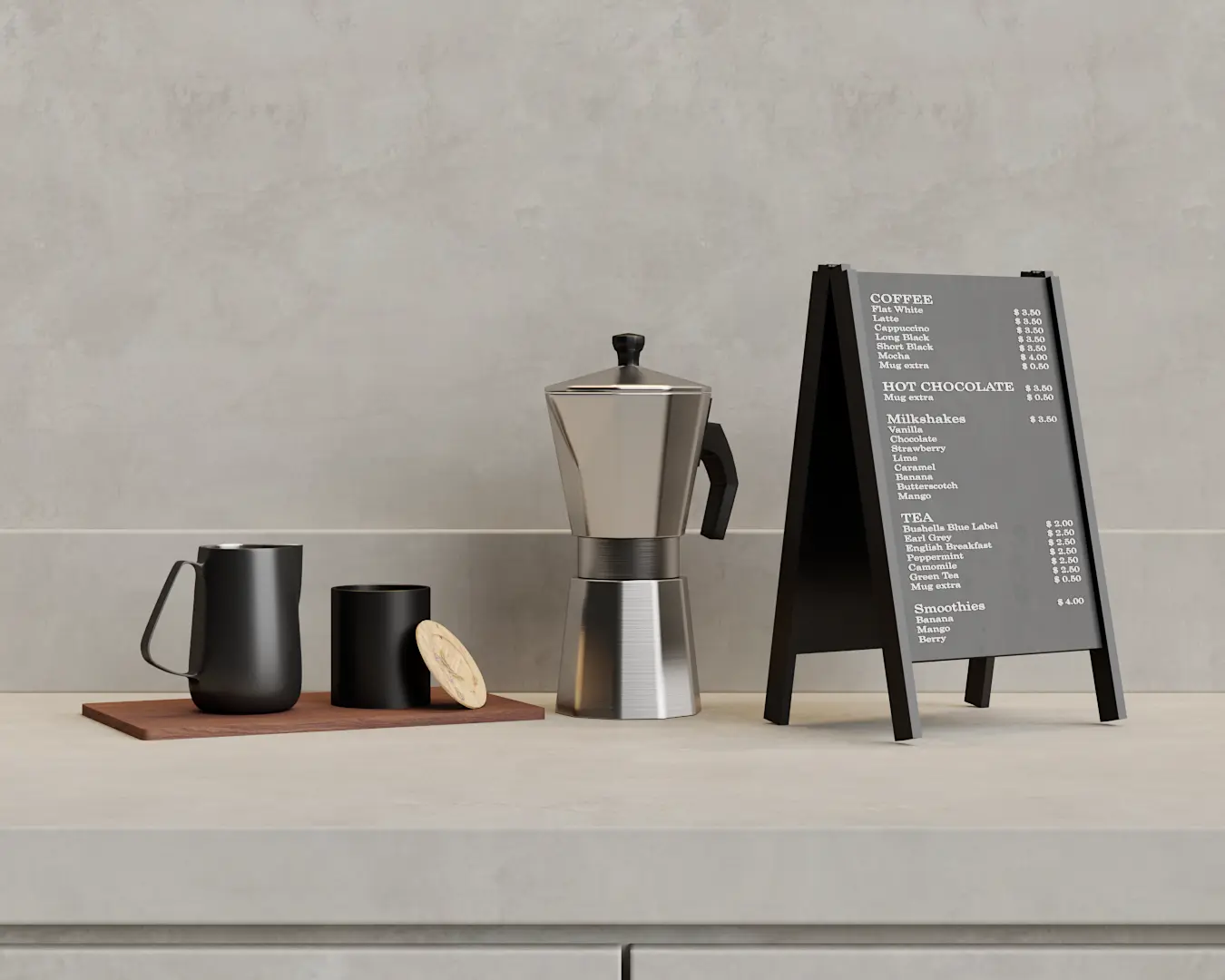 CAFETEIRA ITALIANA E QUADRO MENU