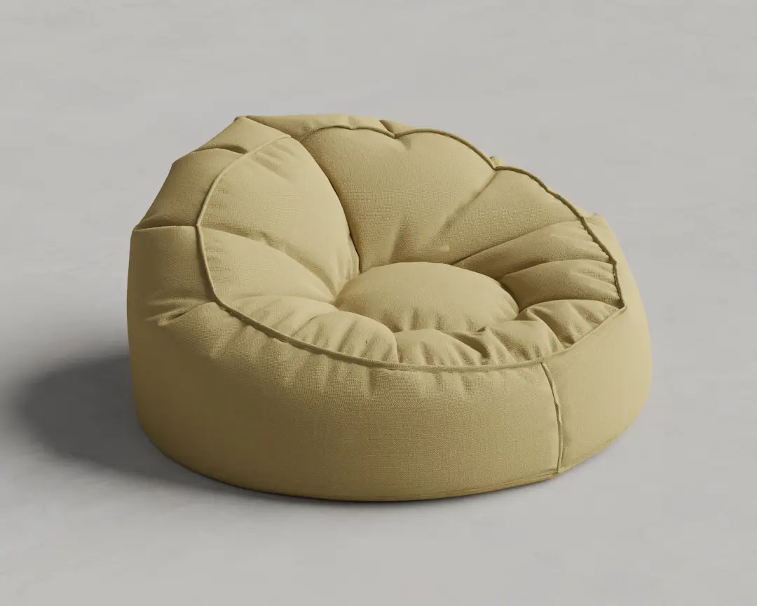 PUFF TECIDO AMARELO PASTEL