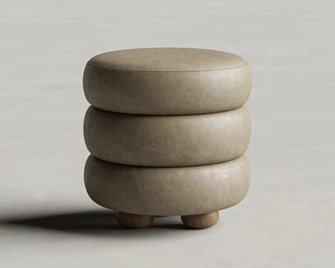 PUFF TETBURY COURO CINZA QUENTE