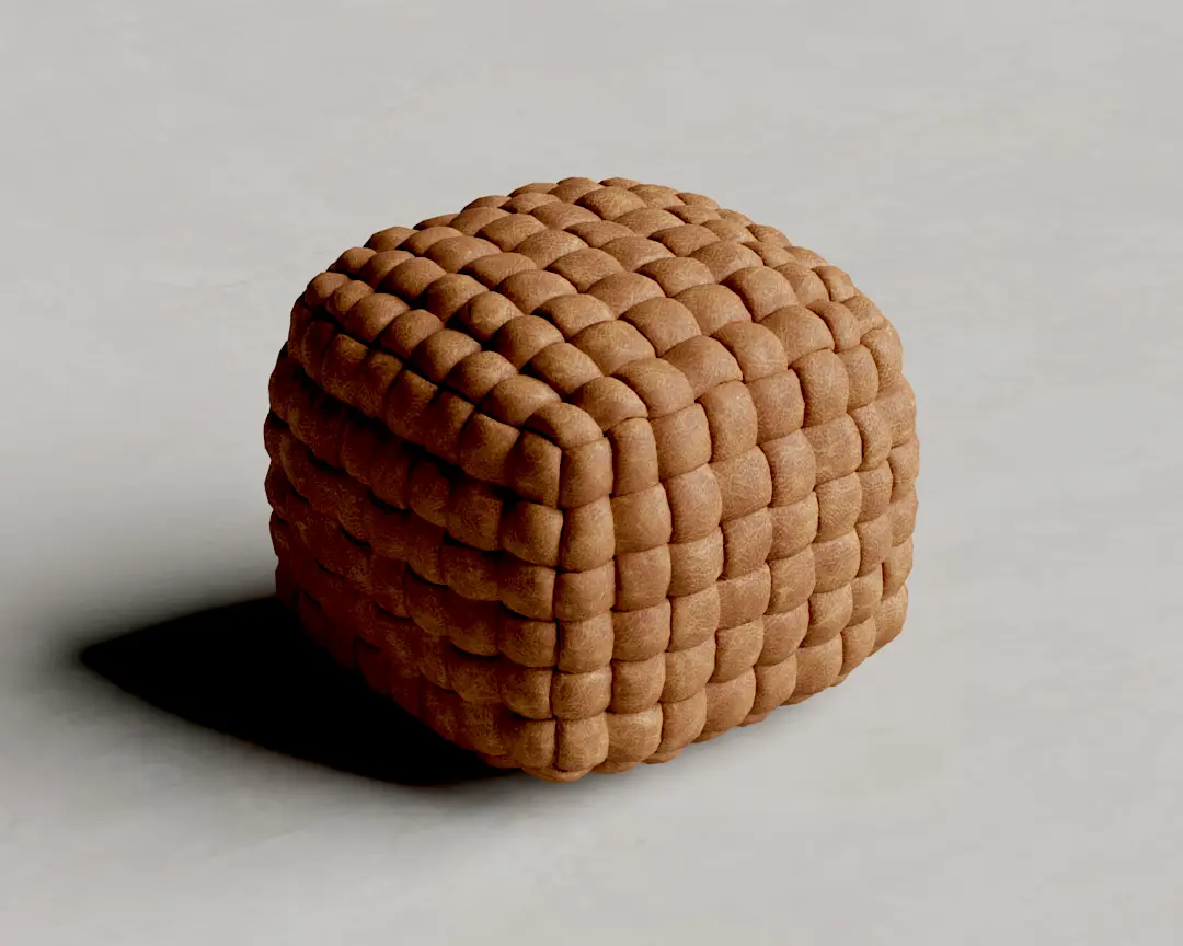 PUFF TOBIT 50cm COURO ESTONADO