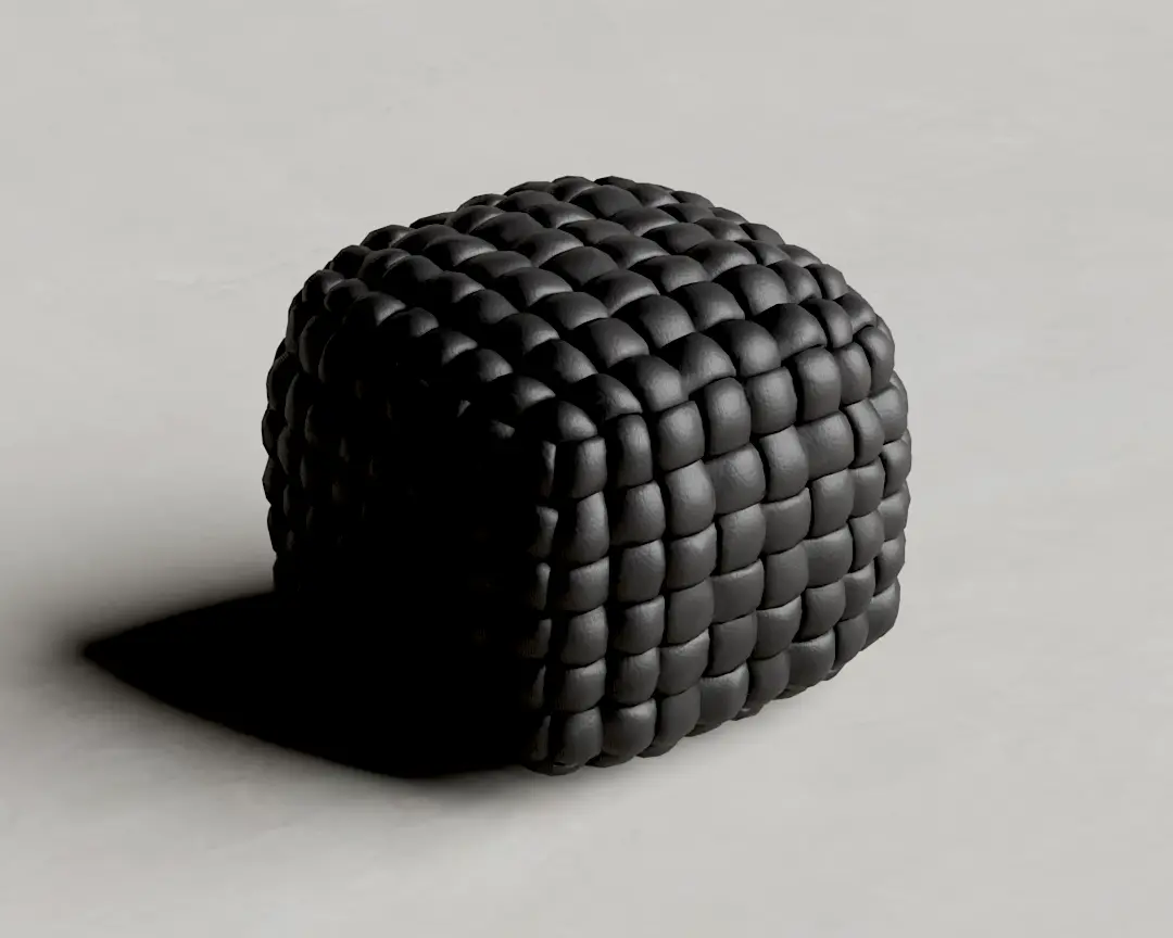 PUFF TOBIT 50cm COURO PRETO