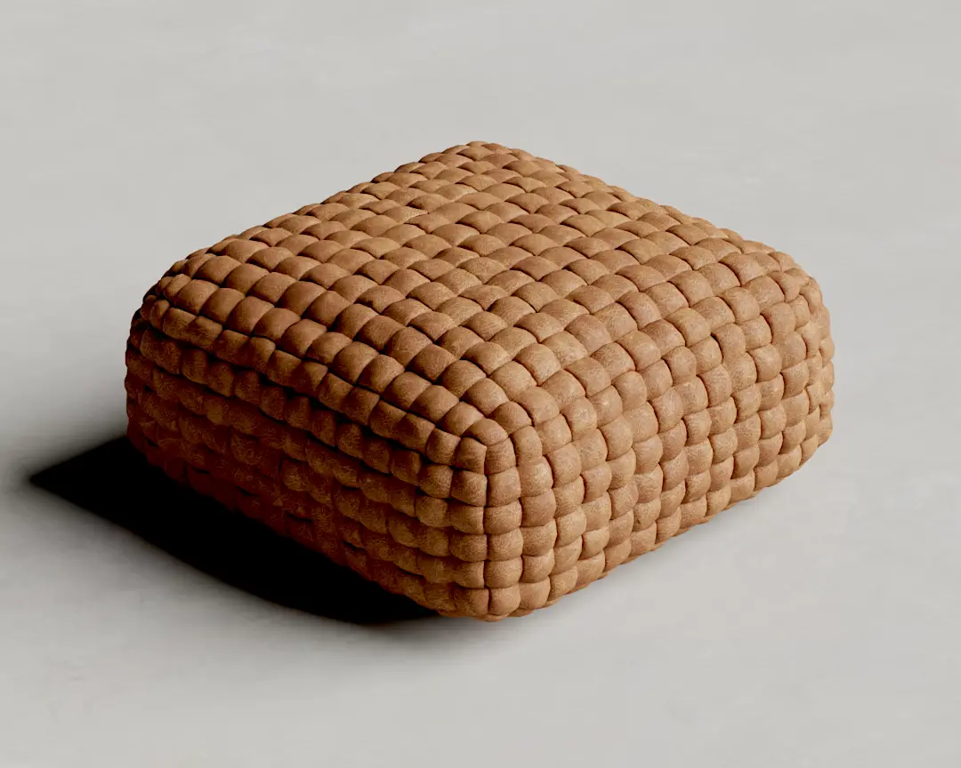 PUFF TOBIT 90cm COURO ESTONADO