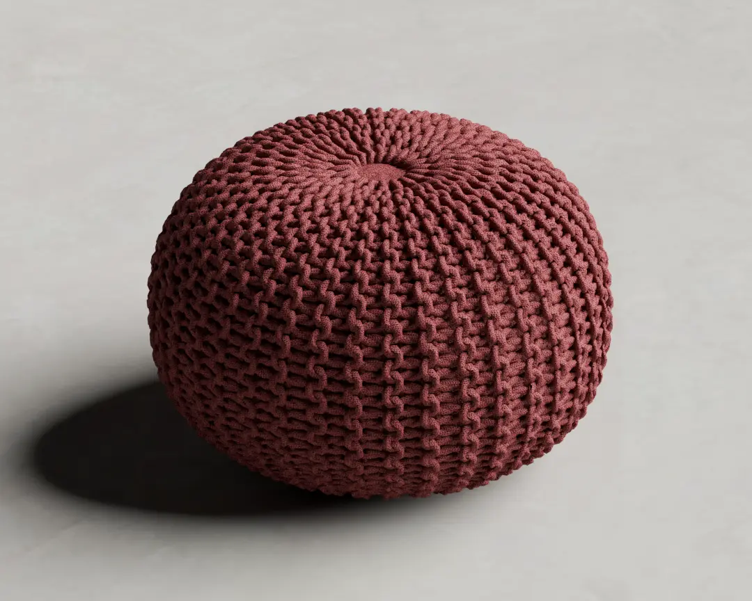 PUFF TRICÔT REDONDO VERMELHO
