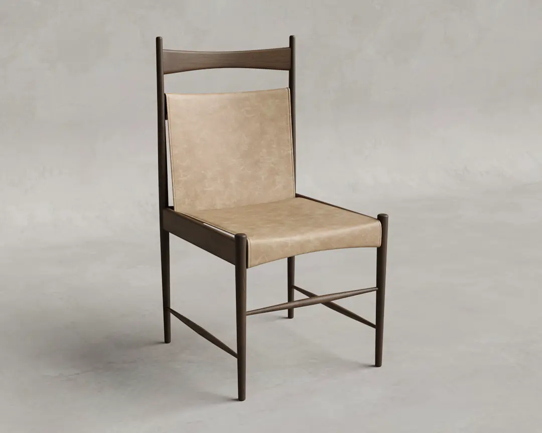 CADEIRA CANTU ALTA COURO ESTONADO BEGE