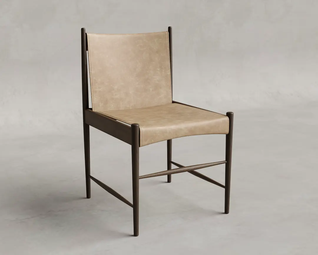 CADEIRA CANTU COURO ESTONADO BEGE