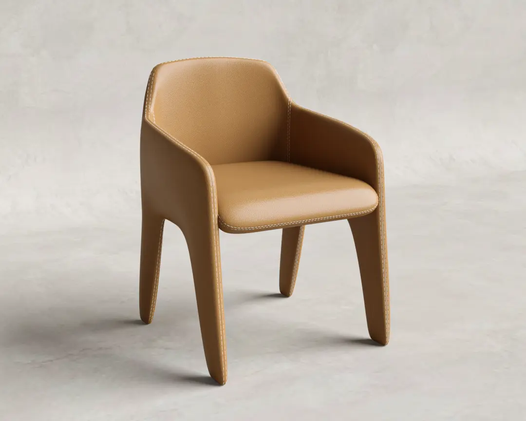 CADEIRA PLAST COM BRAÇO COURO CARAMELO