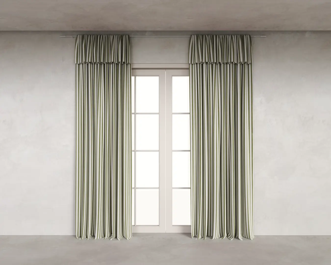 CORTINA BABADOS COM LISTRAS VERDES