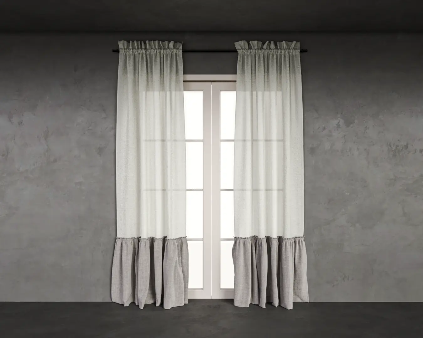 CORTINA COM BABADOS DUO BEGE