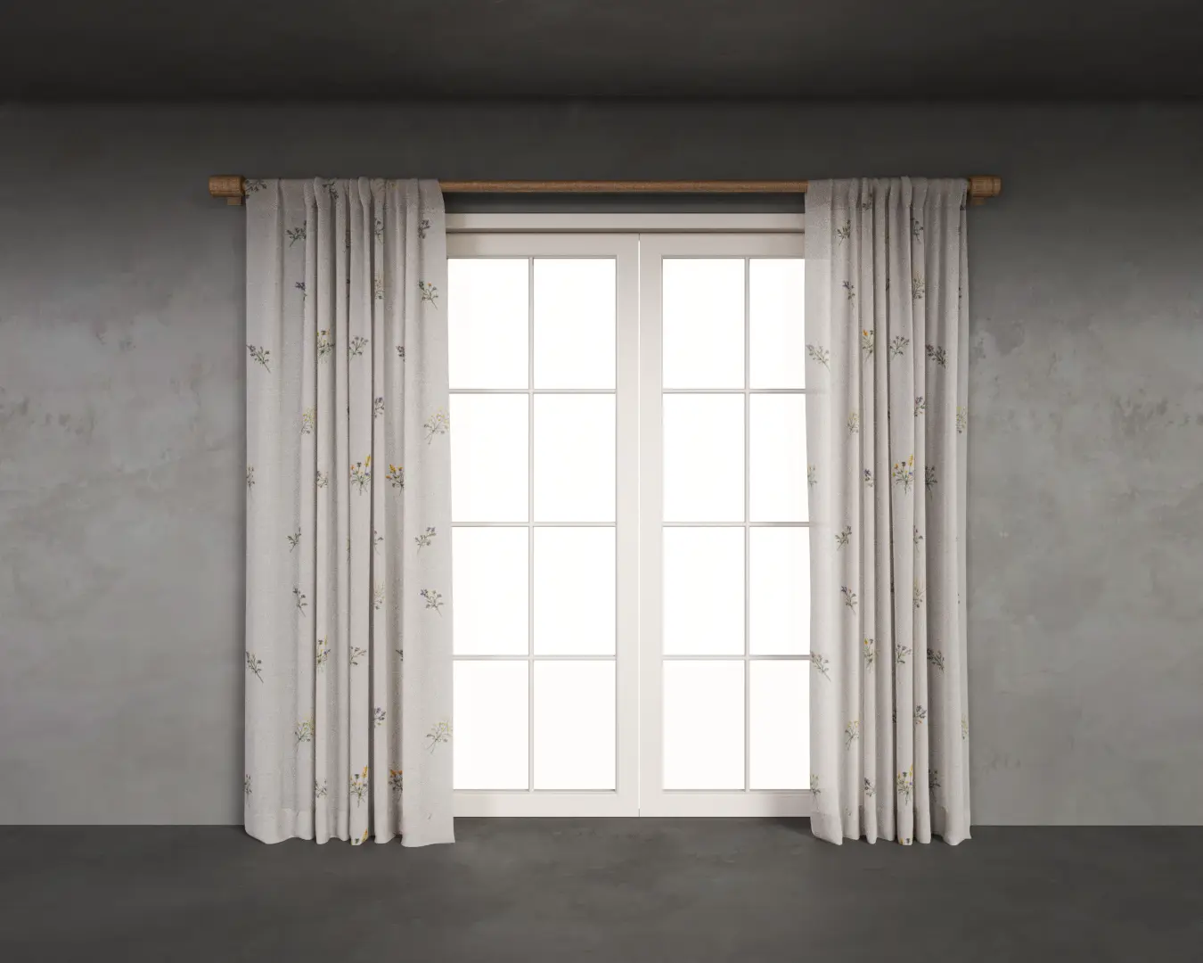 CORTINA COM BORDADO FLORAL