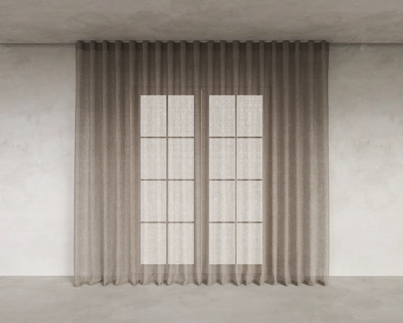 CORTINA COM TRILHO RETA BEGE